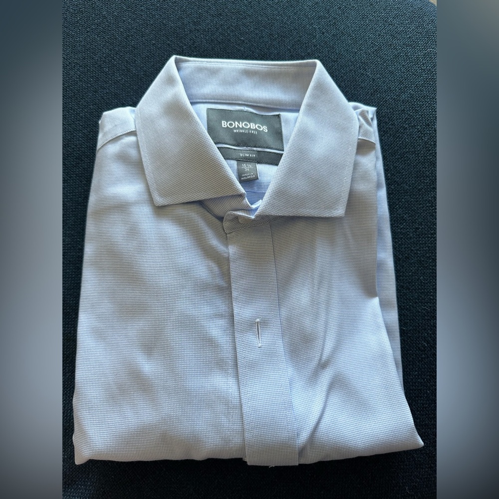 Bonobos Blue Dress Shirt Slim Fit size 15.5/34